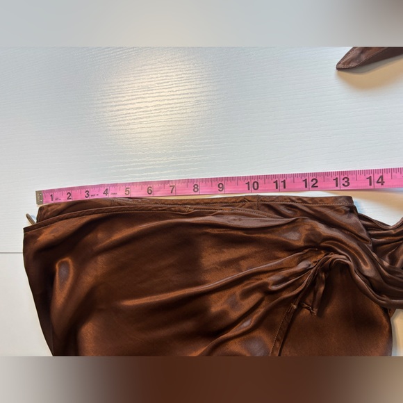 Enza Costa Satin Wrap Skirt In Saddle Brown Size 0/Xs - Picture 11 of 16